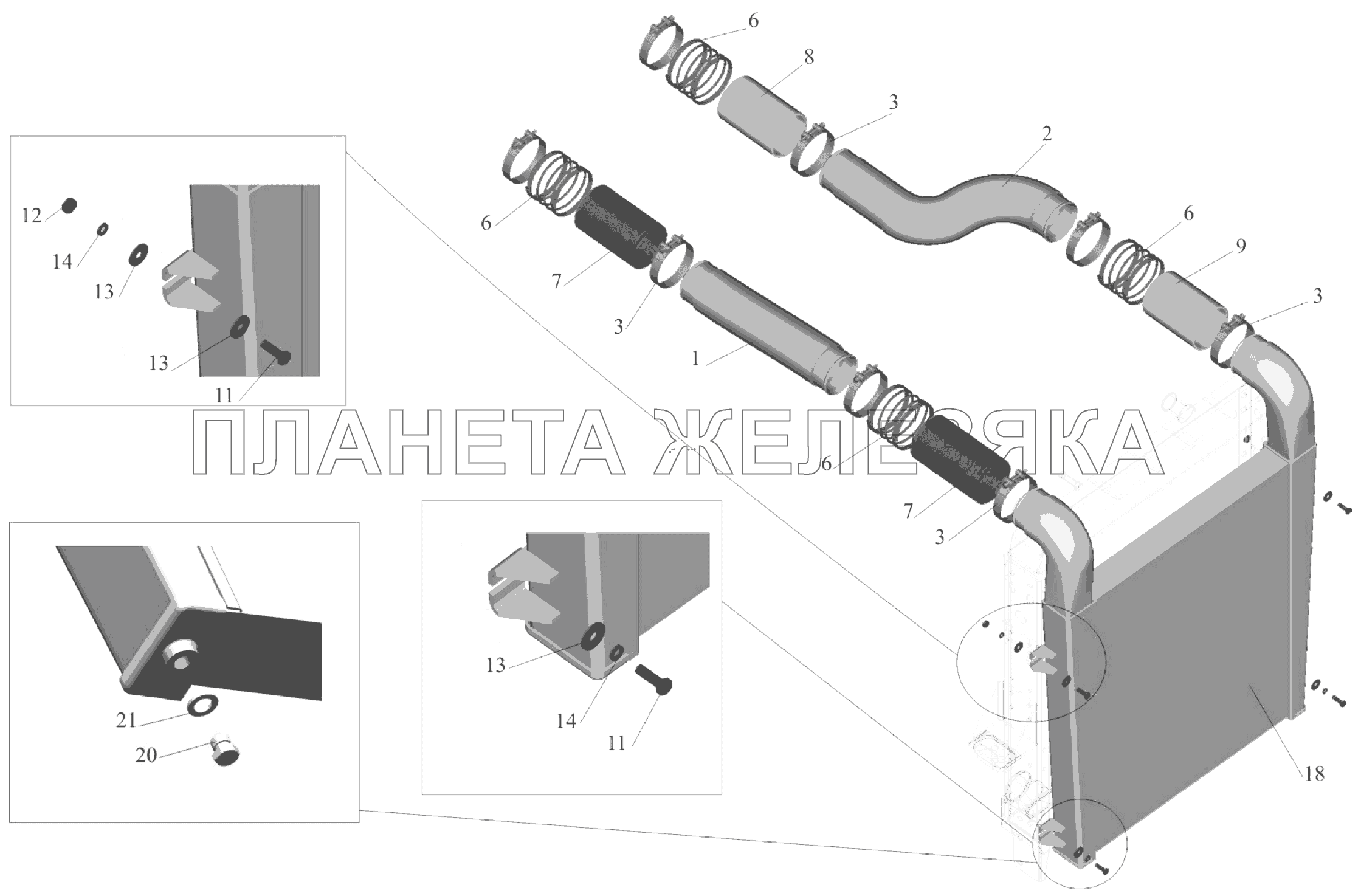 Установка системы охлаждения воздуха 5432А5-1300040 МАЗ-6303A3, 6303A5